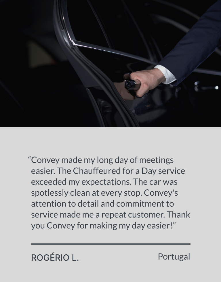Convey Transporting Excellence. Transport services from Portugal. Excellence Chauffeured Journeys.